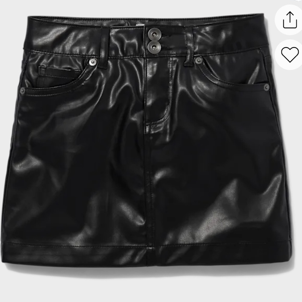 Sugar & Jade Girls Black Faux Leather Mini Skirt Size 10